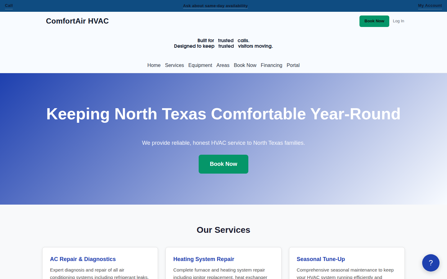 HVAC Demo desktop home