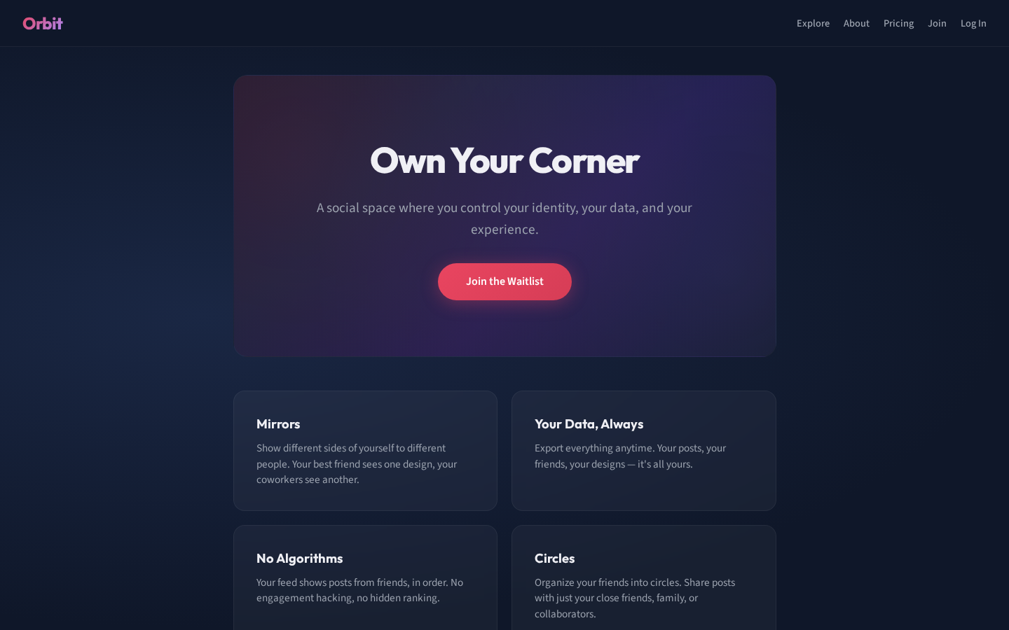 Orbit Demo feature with design drawer