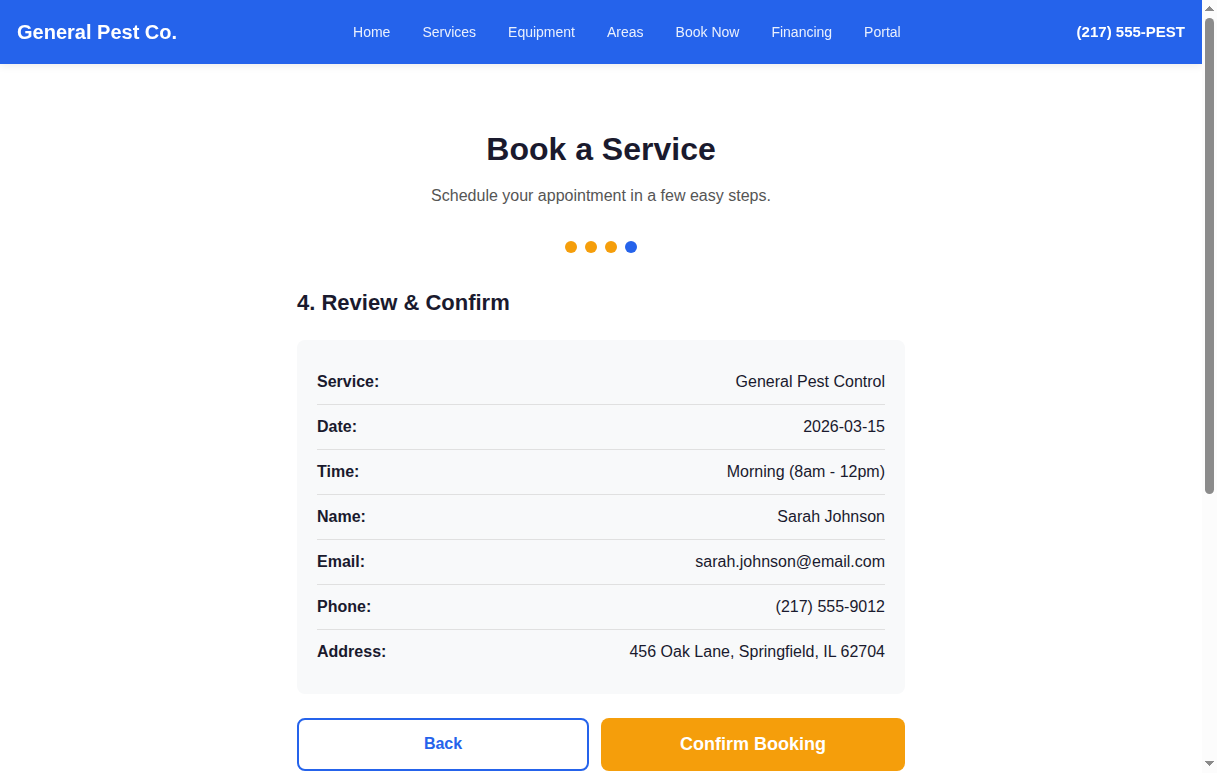 Booking Step 4 - Review and Confirm